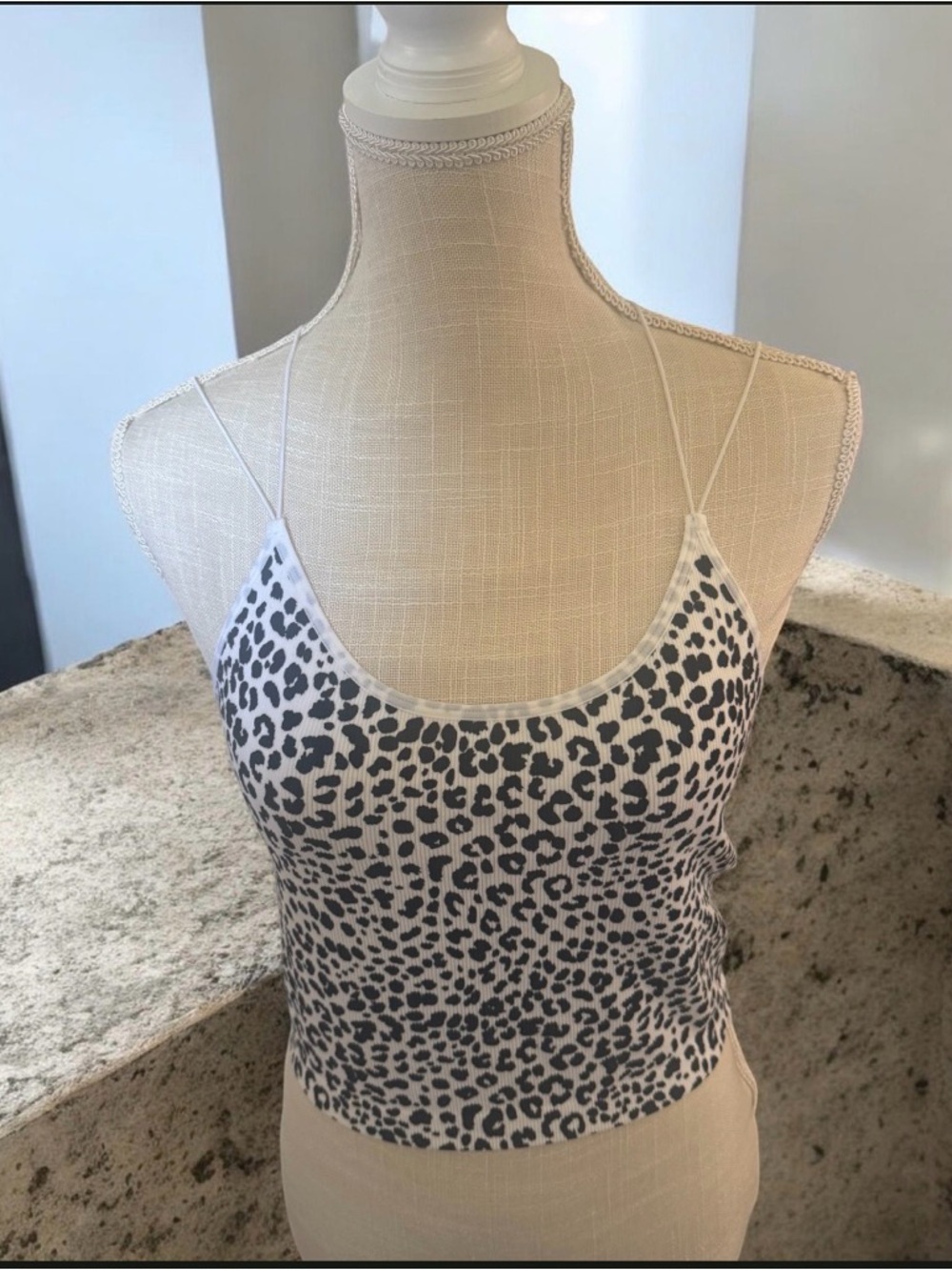 No Boundaries White and Black Leopard Print Cami